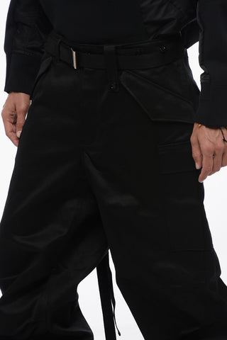 Belted Cargo Pants with Lace Detail