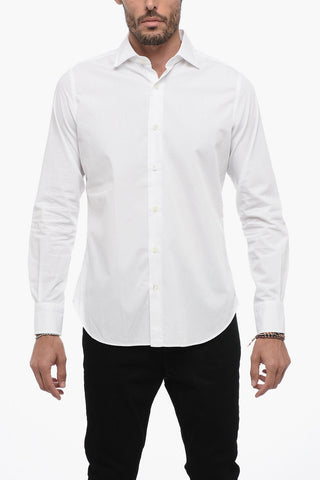 Camicia in Popeline di Cotone con Collo Francese