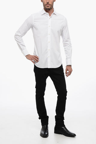 Camicia in Popeline di Cotone con Collo Francese