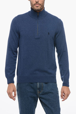 Maglia Mock Neck in Lana con Half Zip