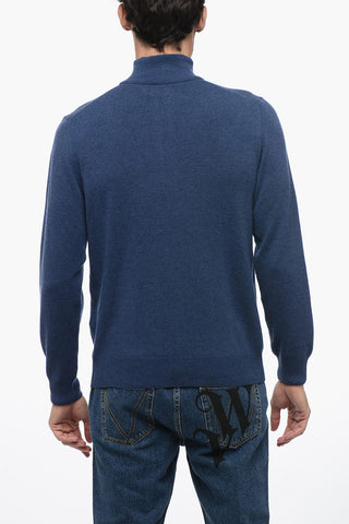 Mock Neck Wool Sweater with Half Zip