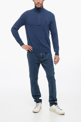 Maglia Mock Neck in Lana con Half Zip