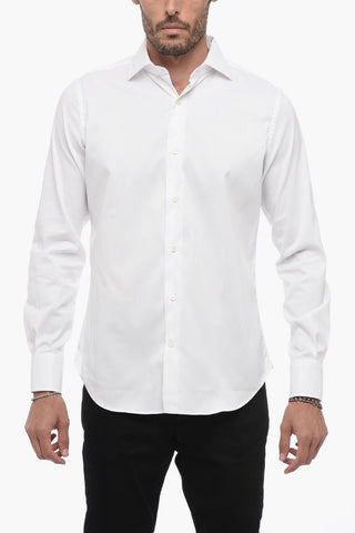 Spread Collar Solid Color Shirt