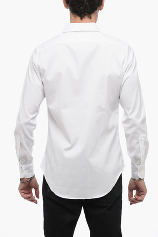 Spread Collar Solid Color Shirt