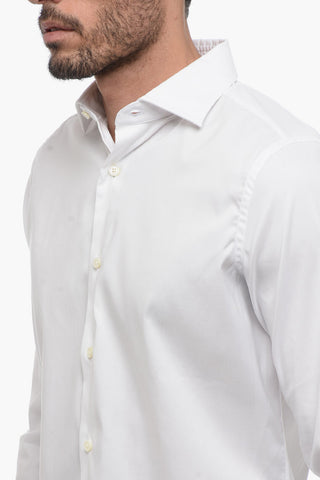 Spread Collar Solid Color Shirt