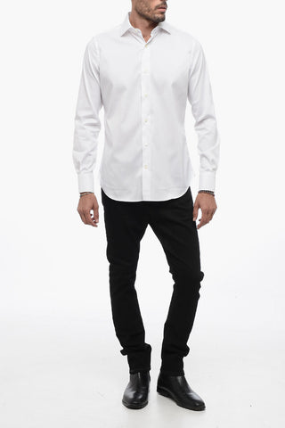 Spread Collar Solid Color Shirt