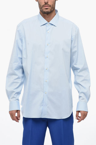 Camicia in Cotone Stretch a Tinta Unita 