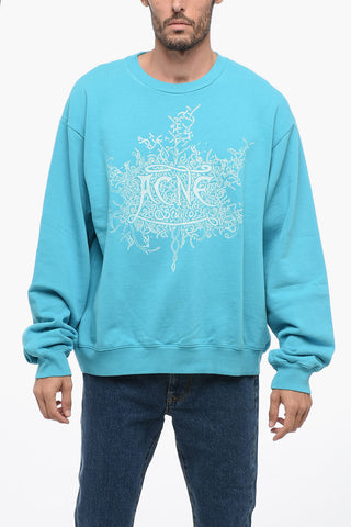 Brushed Cotton Crew Neck Sweatshirt with Luminescent Print