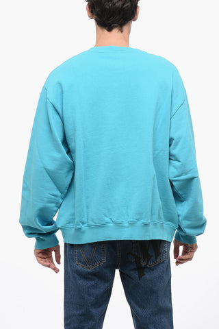 Brushed Cotton Crew Neck Sweatshirt with Luminescent Print