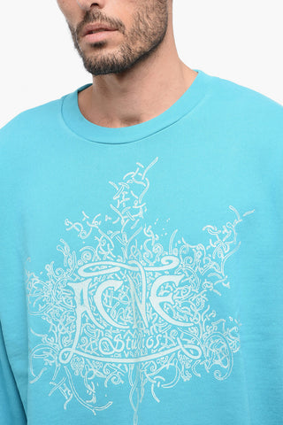Brushed Cotton Crew Neck Sweatshirt with Luminescent Print