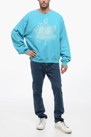 Brushed Cotton Crew Neck Sweatshirt with Luminescent Print
