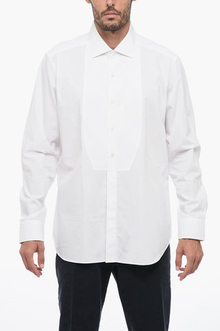 Cotton tuxedo shirt with Spread Collar