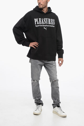 PLEASURES Cotton Hoodie with Embossed Maxi Logo