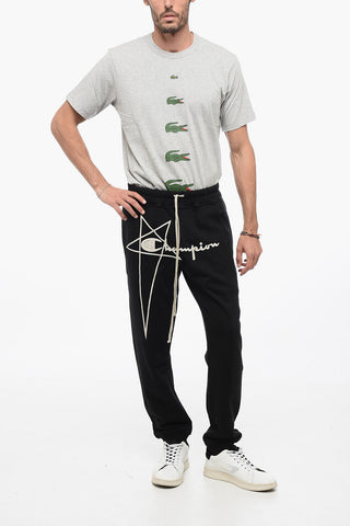 RICK OWENS x CHAMPION Brushed Cotton Sweatpants with Embroidered Logo