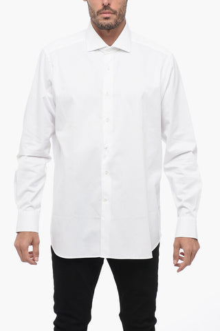 Poplin Cotton Shirt with Spread Collar