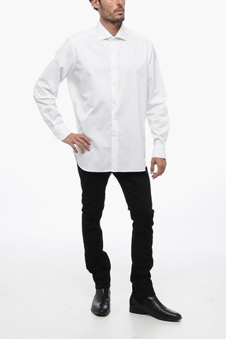 Poplin Cotton Shirt with Spread Collar