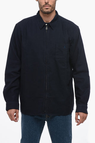 Full Zip Cotton Overshirt with Breast-pocket
