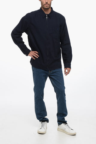 Full Zip Cotton Overshirt with Breast-pocket
