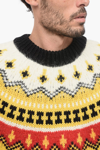 GRENOBLE Rundhalspullover aus Wollmischung mit Fair Isle-Muster