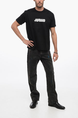 Crew Neck Cotton T-Shirt with Print