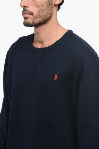 Felpa Girocollo in Cotone Felpato con Logo Ricamato