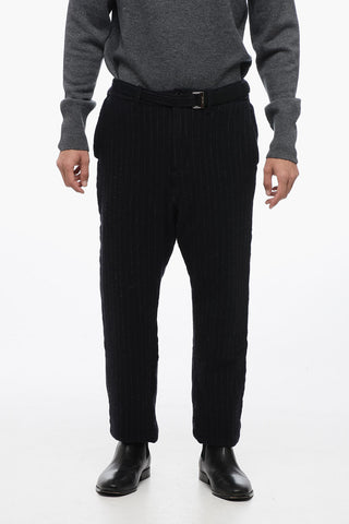 Pantaloni in Lana a Righe con Cintura