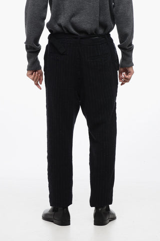Pantaloni in Lana a Righe con Cintura