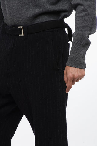 Pantaloni in Lana a Righe con Cintura