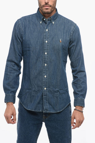 Denim Custom Fit Shirt with Button-down Collar