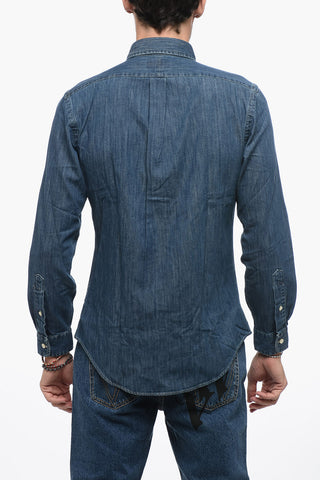 Denim Custom Fit Shirt with Button-down Collar