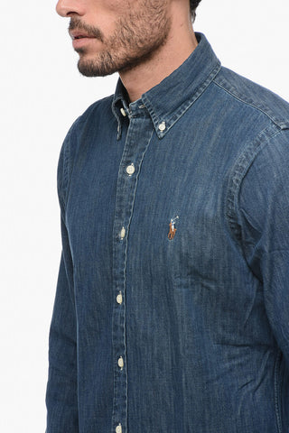 Denim Custom Fit Shirt with Button-down Collar