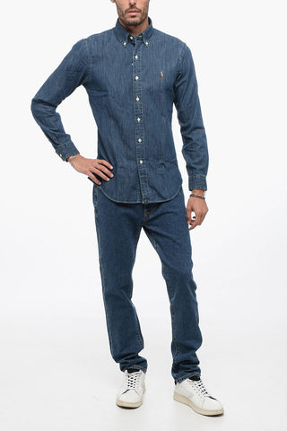 Denim Custom Fit Shirt with Button-down Collar