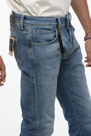 Jeans Stretch con Cuciture a Vista 18cm