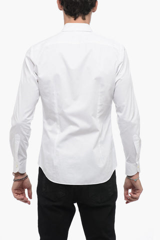 Camicia in Popeline di Cotone a Tinta Unita con Collo Francese