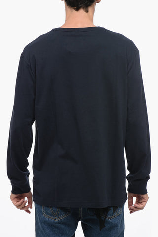 T-Shirt Girocollo a Maniche Lunghe in Cotone