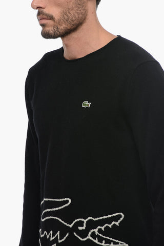 LACOSTE X CDG Crew Neck Wool Sweater with Jacquard Logo