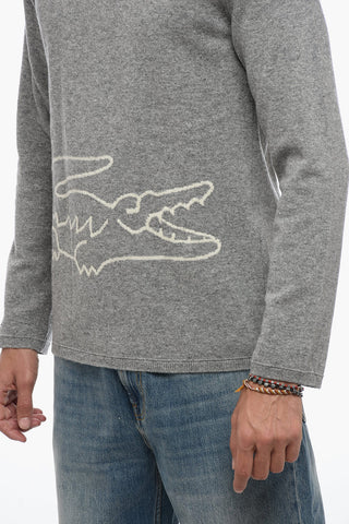 LACOSTE X CDG Crew Neck Wool Sweater with Jacquard Logo