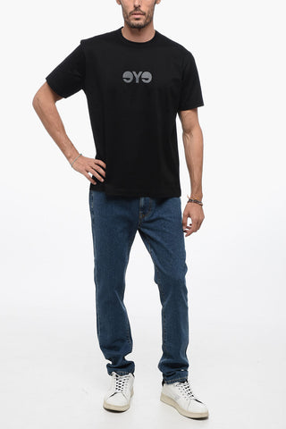 EYE Crew Neck Cotton T-Shirt with Print