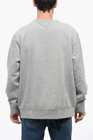 Crew Neck Sweatshirt with Corduroy Logo Patches