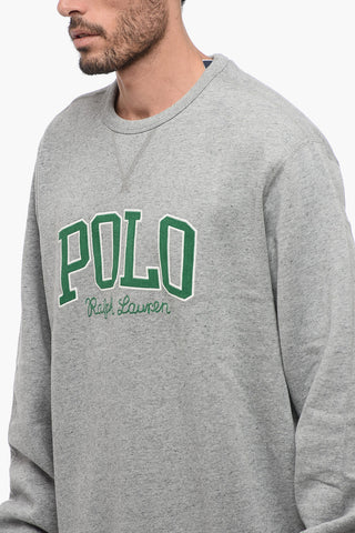 Crew Neck Sweatshirt with Corduroy Logo Patches