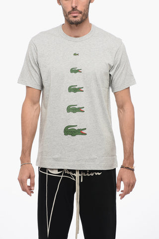 LACOSTE X CDG Crew Neck Cotton T-Shirt with Printed Logo