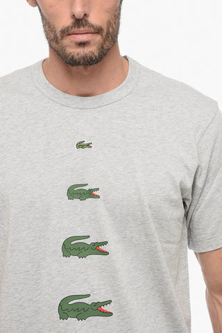 LACOSTE X CDG Crew Neck Cotton T-Shirt with Printed Logo