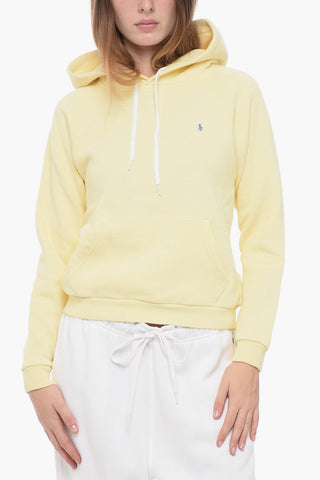 Felpa Hoodie in Misto Cotone Felpato con Logo Ricamato