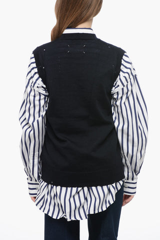 MM1 Distressed Wool Vest with Contrasting Embroidery