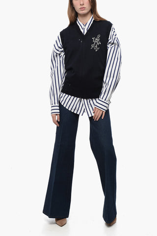 MM1 Distressed Wool Vest with Contrasting Embroidery