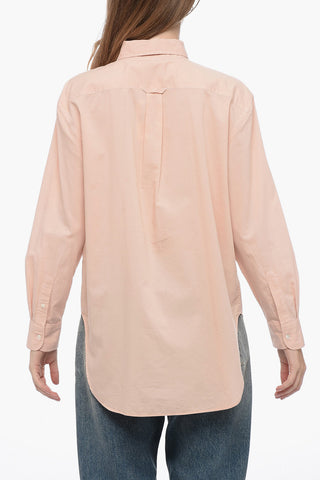 Camicia Button-Down in Tinta Unita con Logo Ricamato