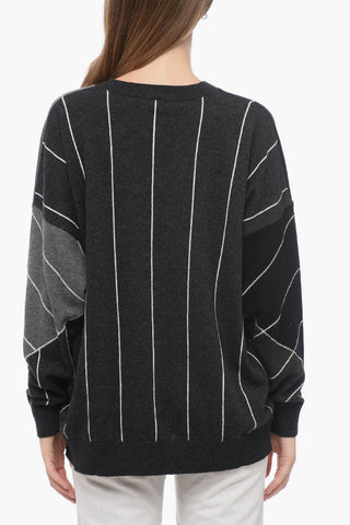 Virgin Wool Oversized Sweater with Geometric Motif
