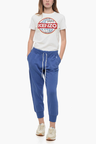 Fleece Cotton Blend Sweatpants with Cuffs