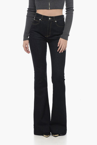 Jeans a Zampa con Cuciture a Contrasto