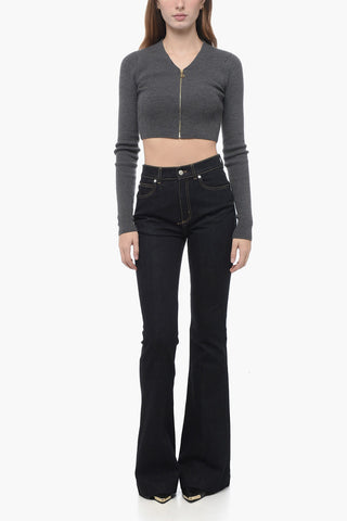 Jeans a Zampa con Cuciture a Contrasto